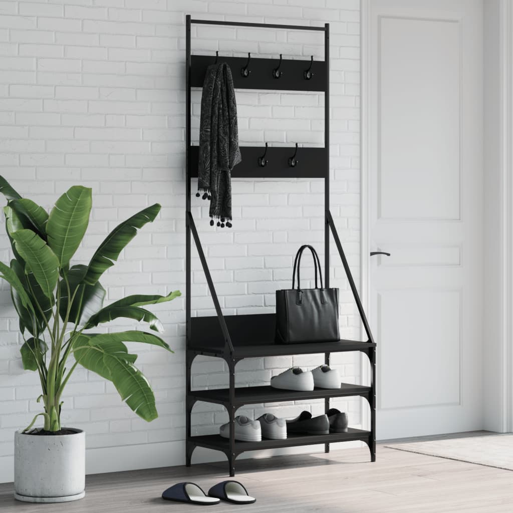 VidaXL portant à vêtements avec étagère à chaussures 72x34x184 cm noir