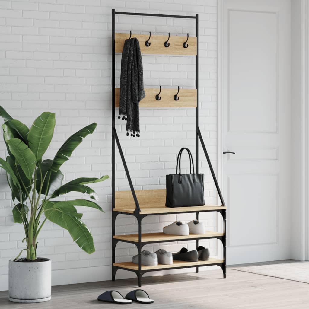 VidaXL Portant à vêtements avec étagère à chaussures 72x34x184 cm chêne sonoma