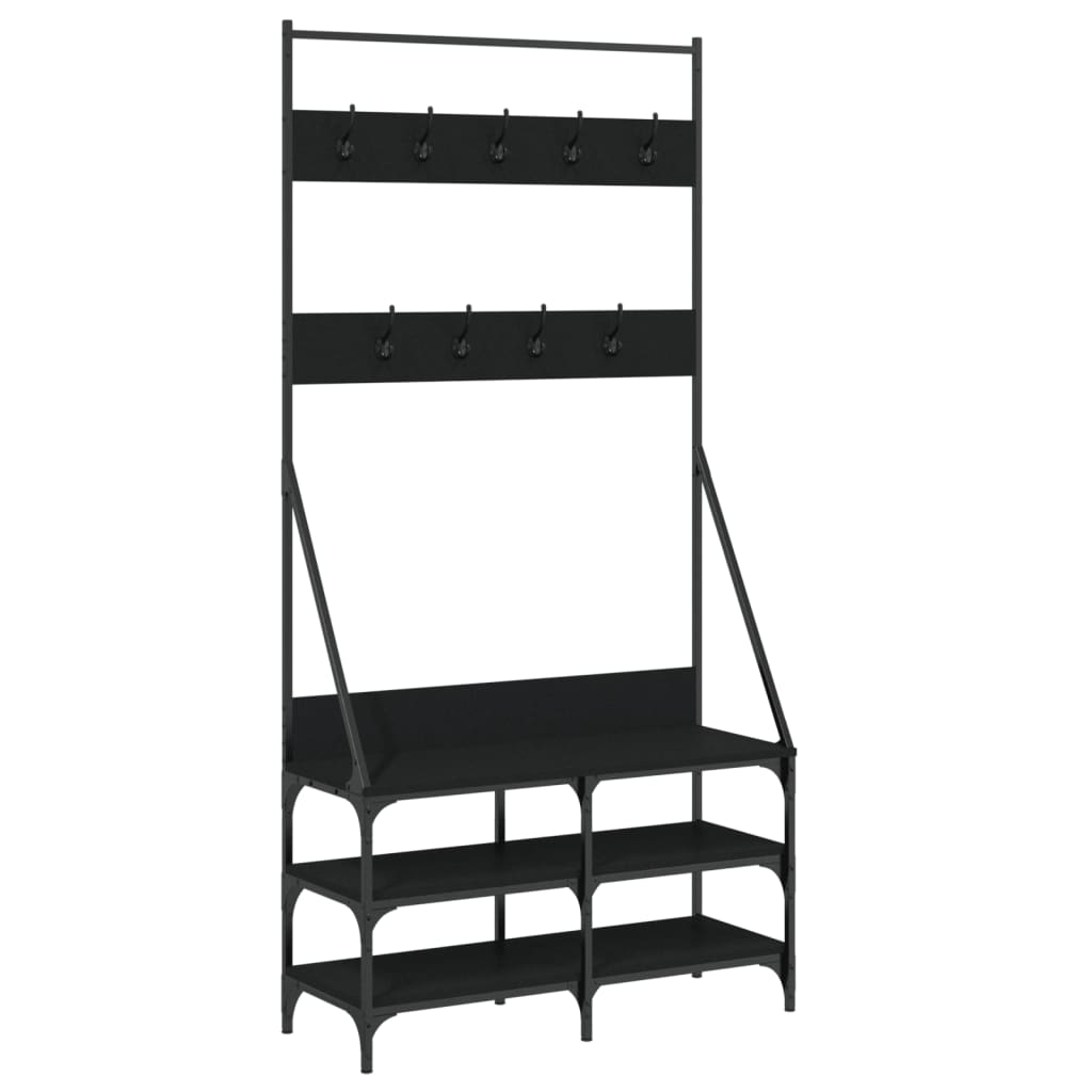 VidaXL portant à vêtements avec étagère à chaussures 90x34x184 cm noir