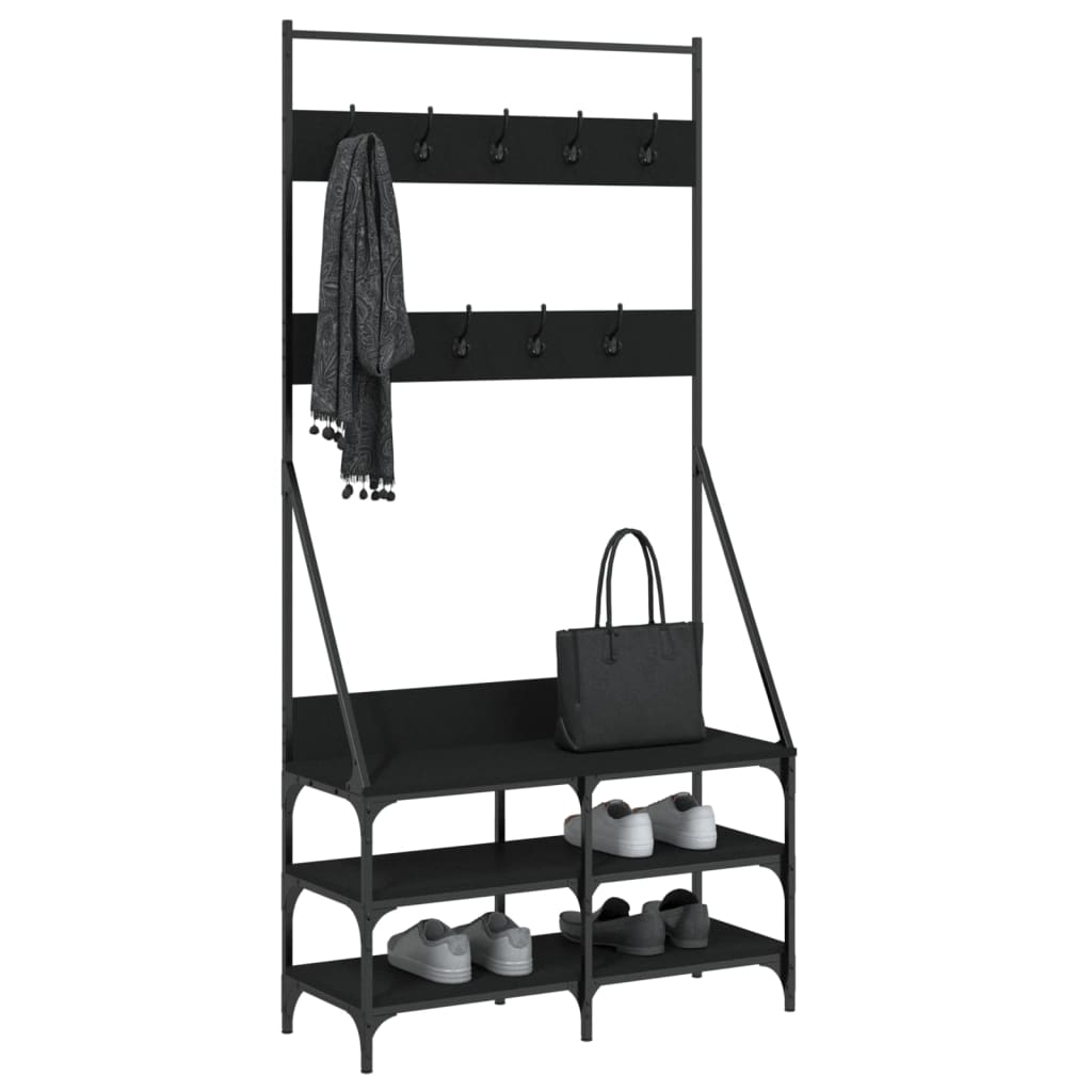 VidaXL portant à vêtements avec étagère à chaussures 90x34x184 cm noir