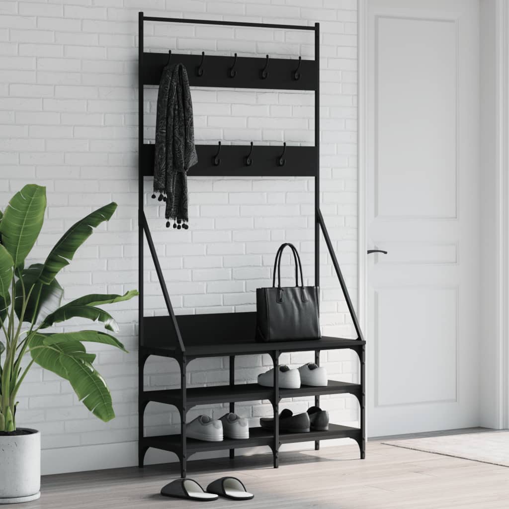 VidaXL portant à vêtements avec étagère à chaussures 90x34x184 cm noir