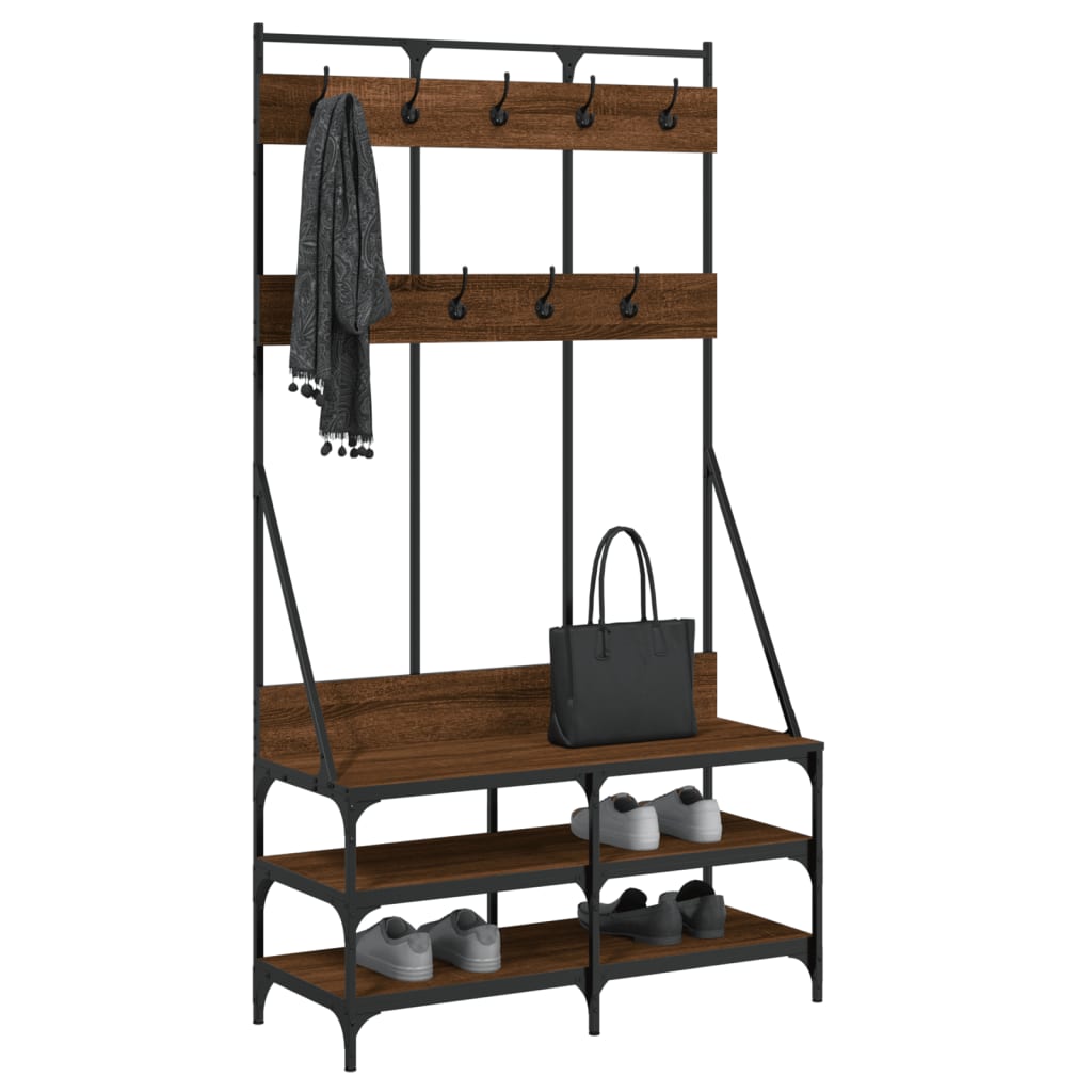 Vidaxx portant à vêtements avec étagère à chaussures 100x40x184 cm couleur chêne marron