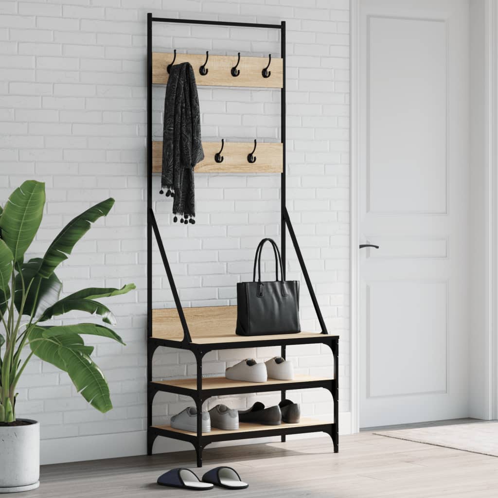 VidaXL Portant à vêtements avec étagère à chaussures 70x40x184 cm chêne sonoma
