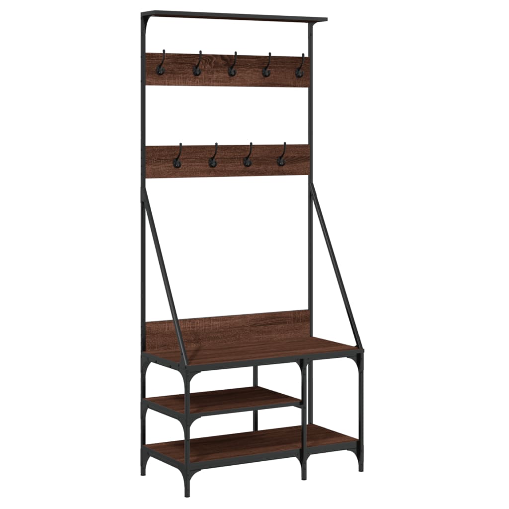 Vidaxx portant à vêtements avec étagère à chaussures 80x40x184 cm couleur chêne marron