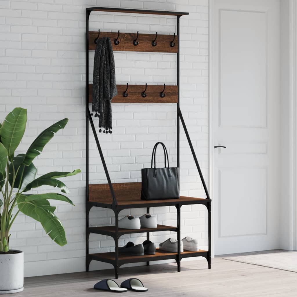 Vidaxx portant à vêtements avec étagère à chaussures 80x40x184 cm couleur chêne marron