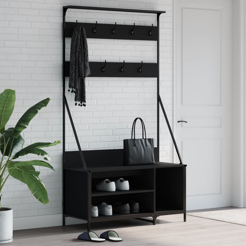 VidaXL portant à vêtements avec étagère à chaussures 100x41x184 cm noir