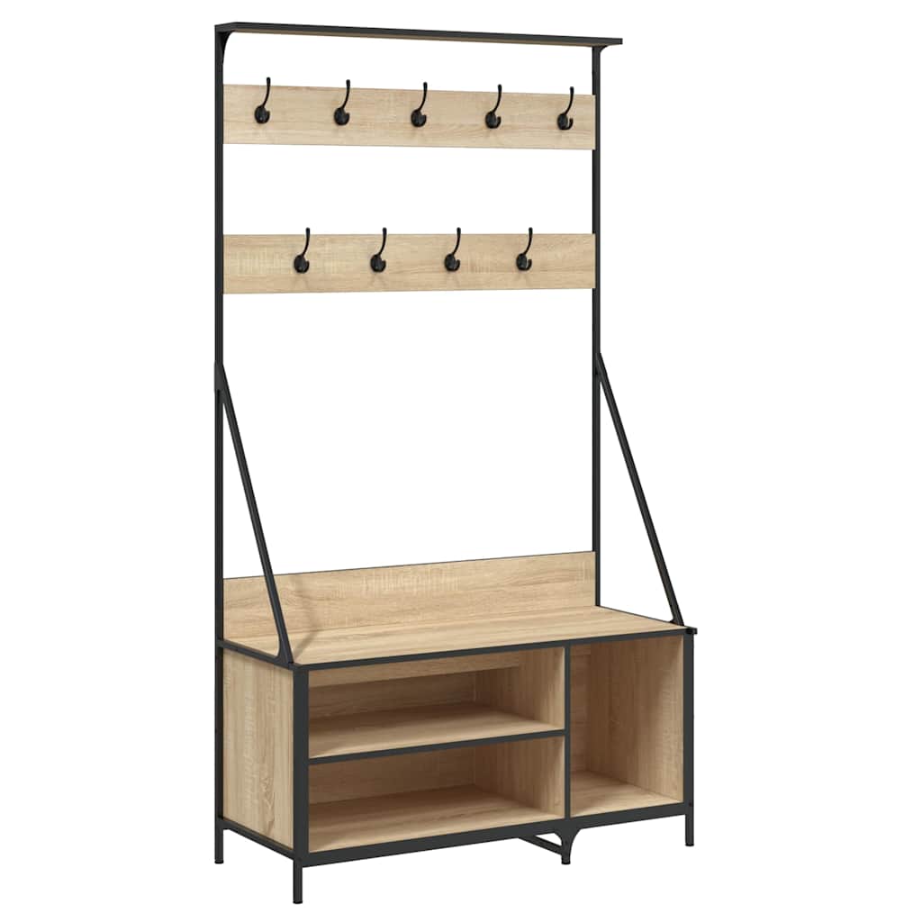 VidaXL portant à vêtements avec étagère à chaussures 100x41x184 cm couleur chêne sonoma
