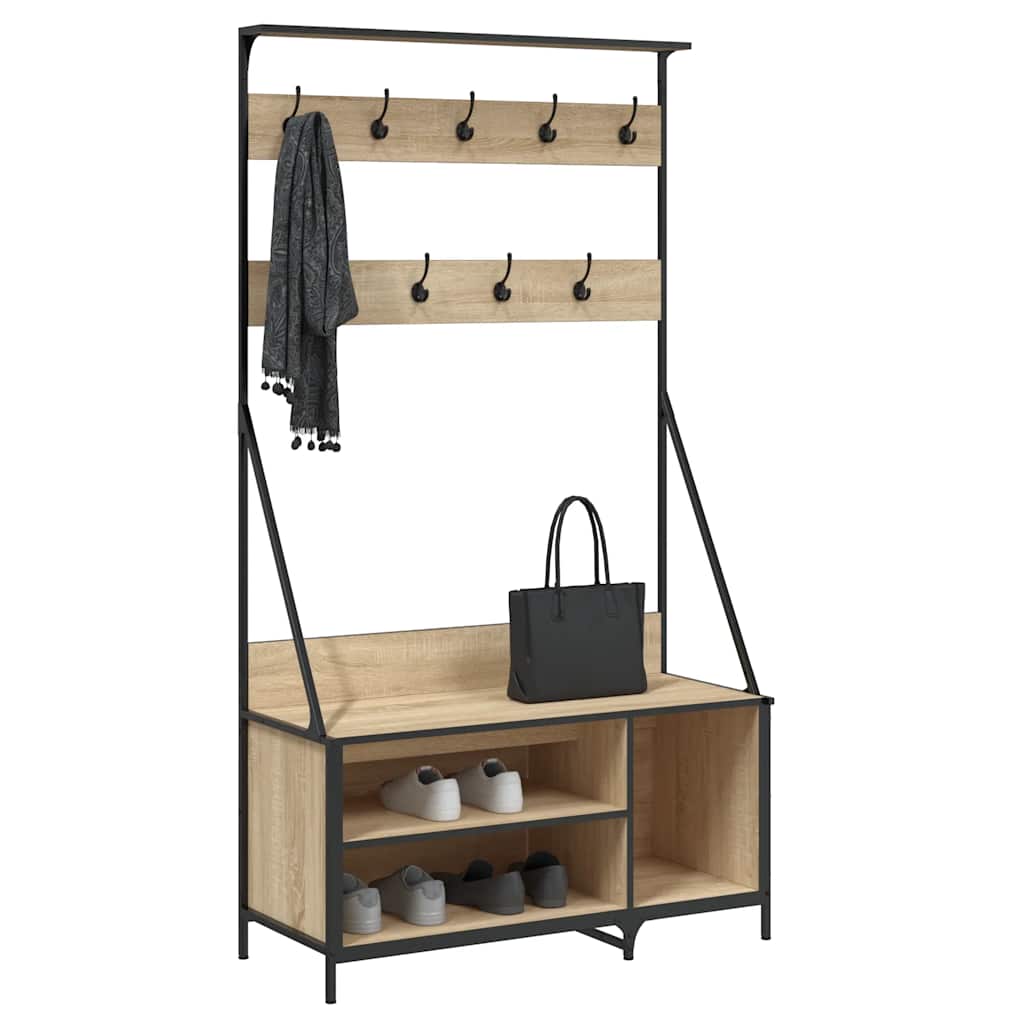VidaXL portant à vêtements avec étagère à chaussures 100x41x184 cm couleur chêne sonoma
