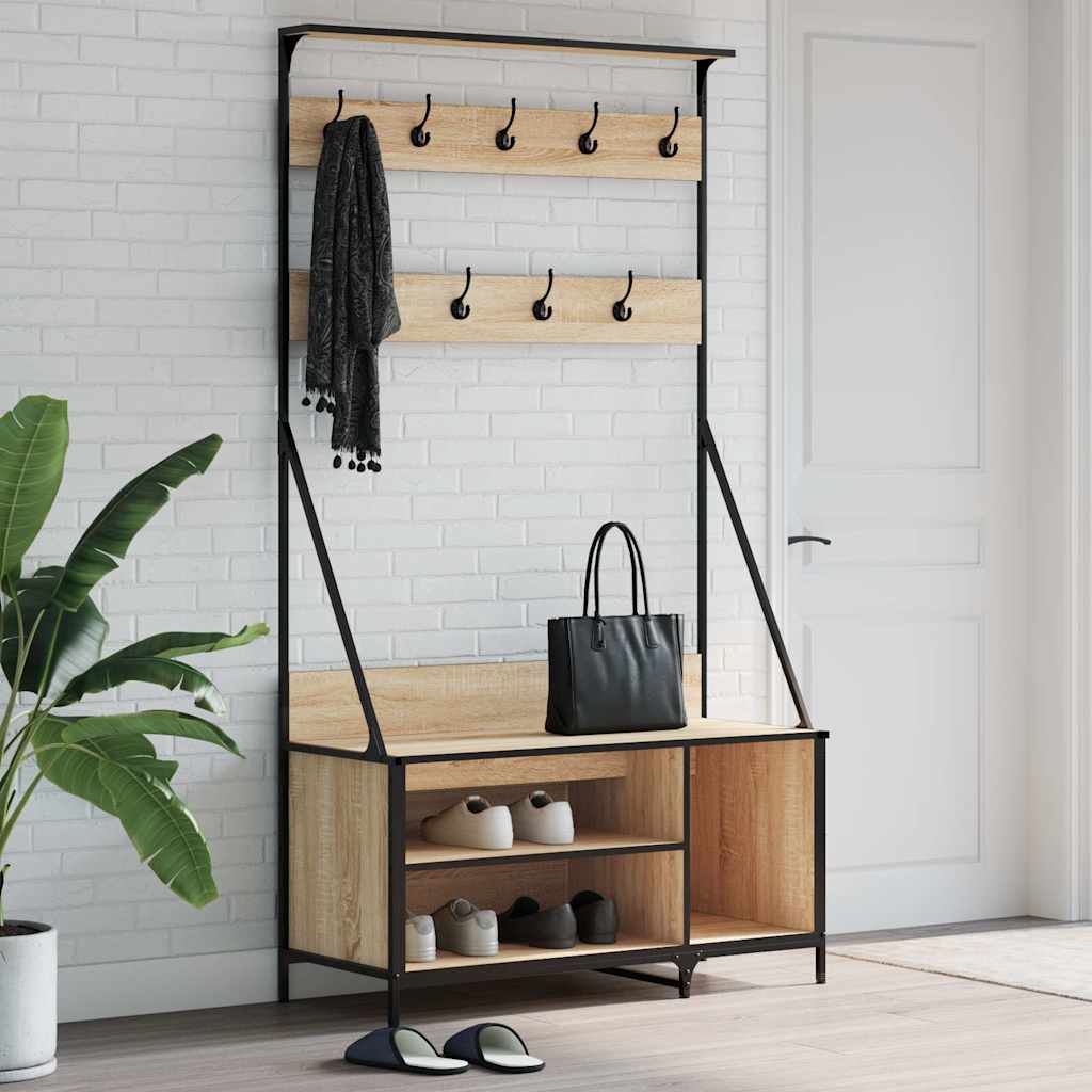 VidaXL portant à vêtements avec étagère à chaussures 100x41x184 cm couleur chêne sonoma