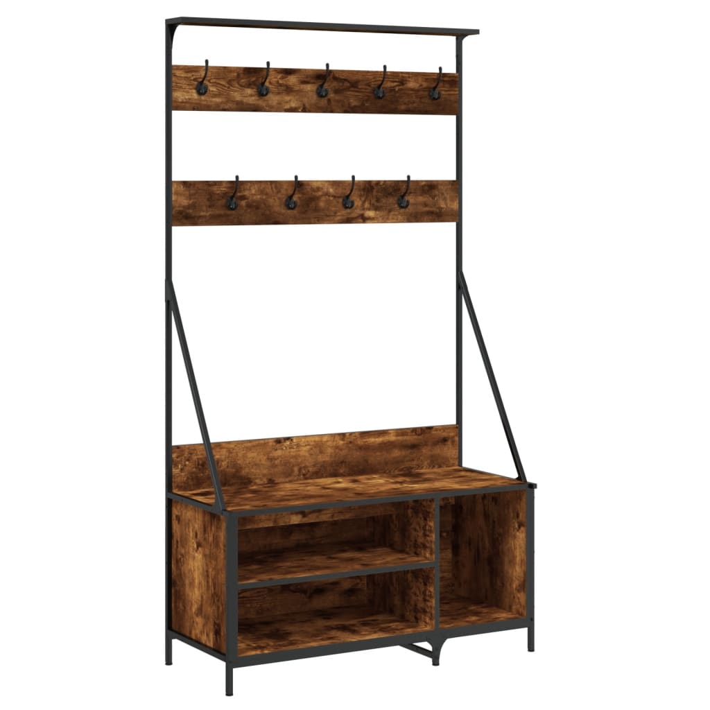 Vidaxx portant à vêtements avec étagère à chaussures 100x41x184 cm chêne fumé