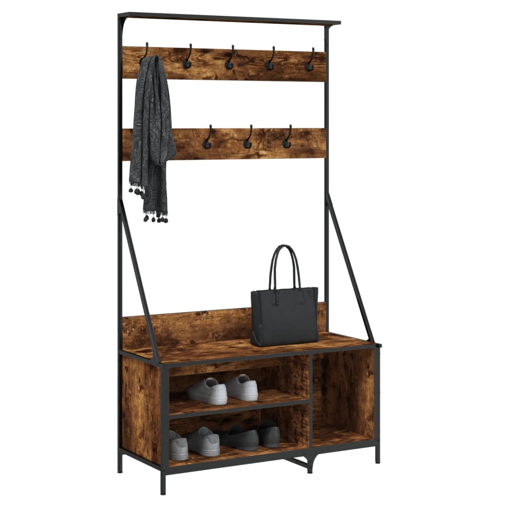 Vidaxx portant à vêtements avec étagère à chaussures 100x41x184 cm chêne fumé
