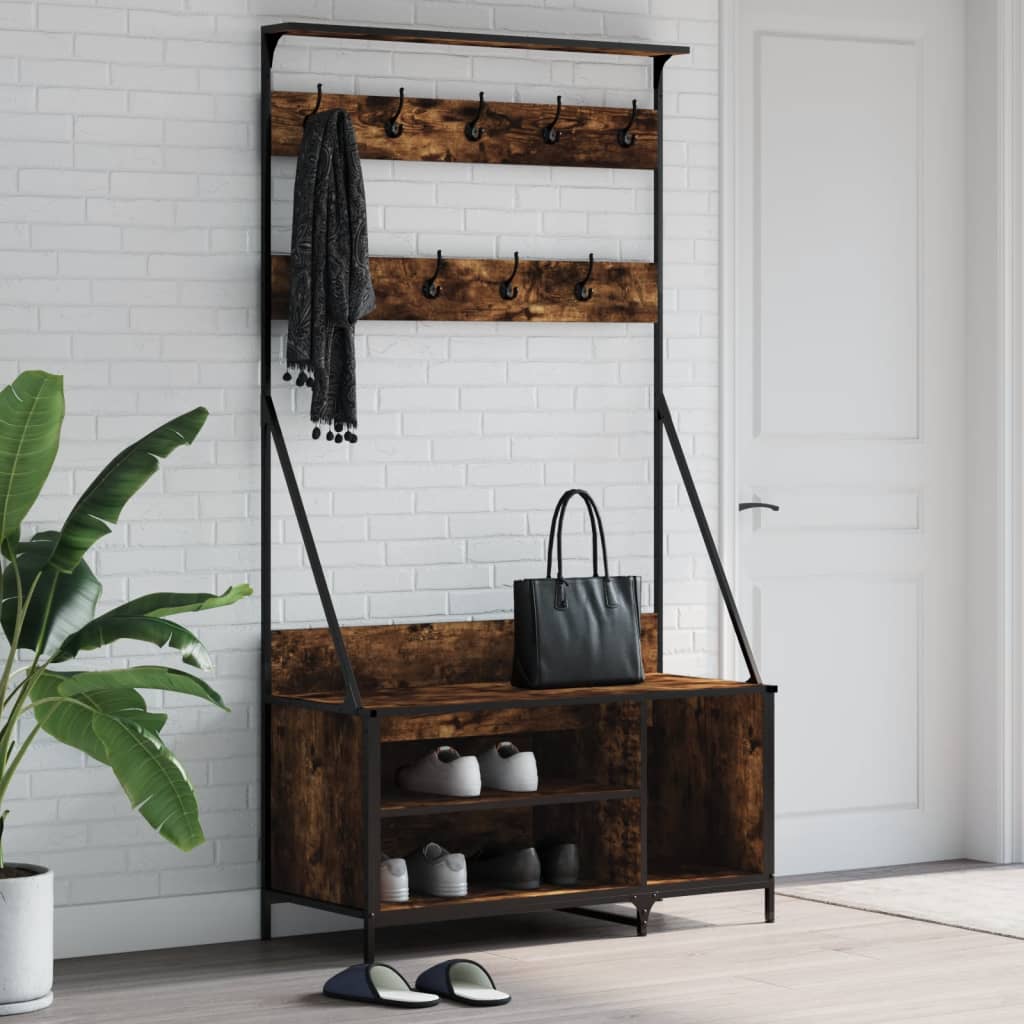 Vidaxx portant à vêtements avec étagère à chaussures 100x41x184 cm chêne fumé