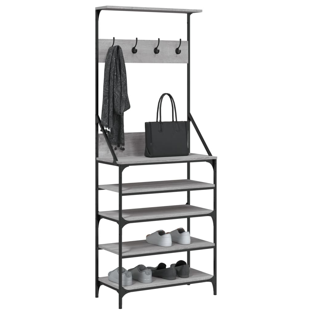 VidaXL portant à vêtements avec étagère à chaussures 70x34x184 cm couleur chêne sonoma gris