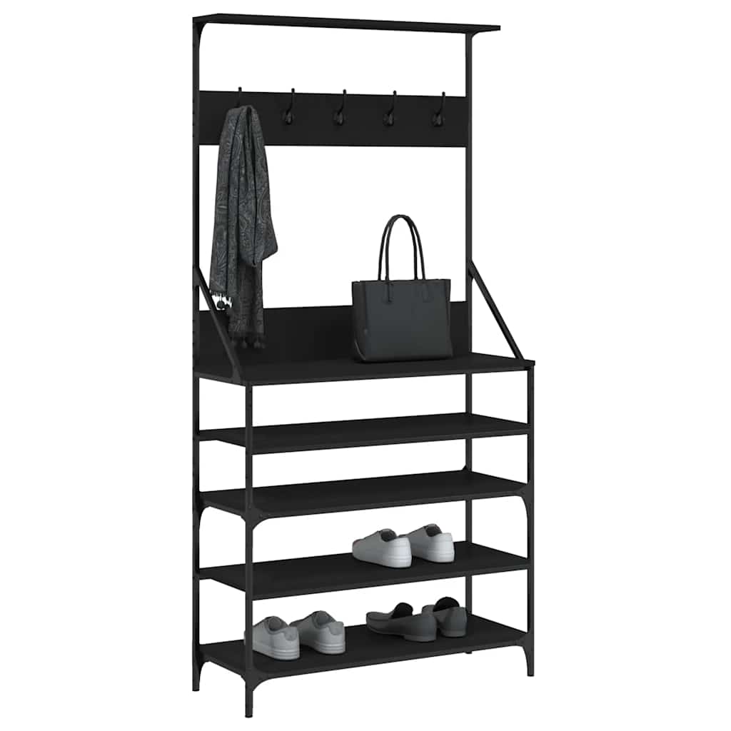 VidaXL portant à vêtements avec étagère à chaussures 90x34x184 cm noir