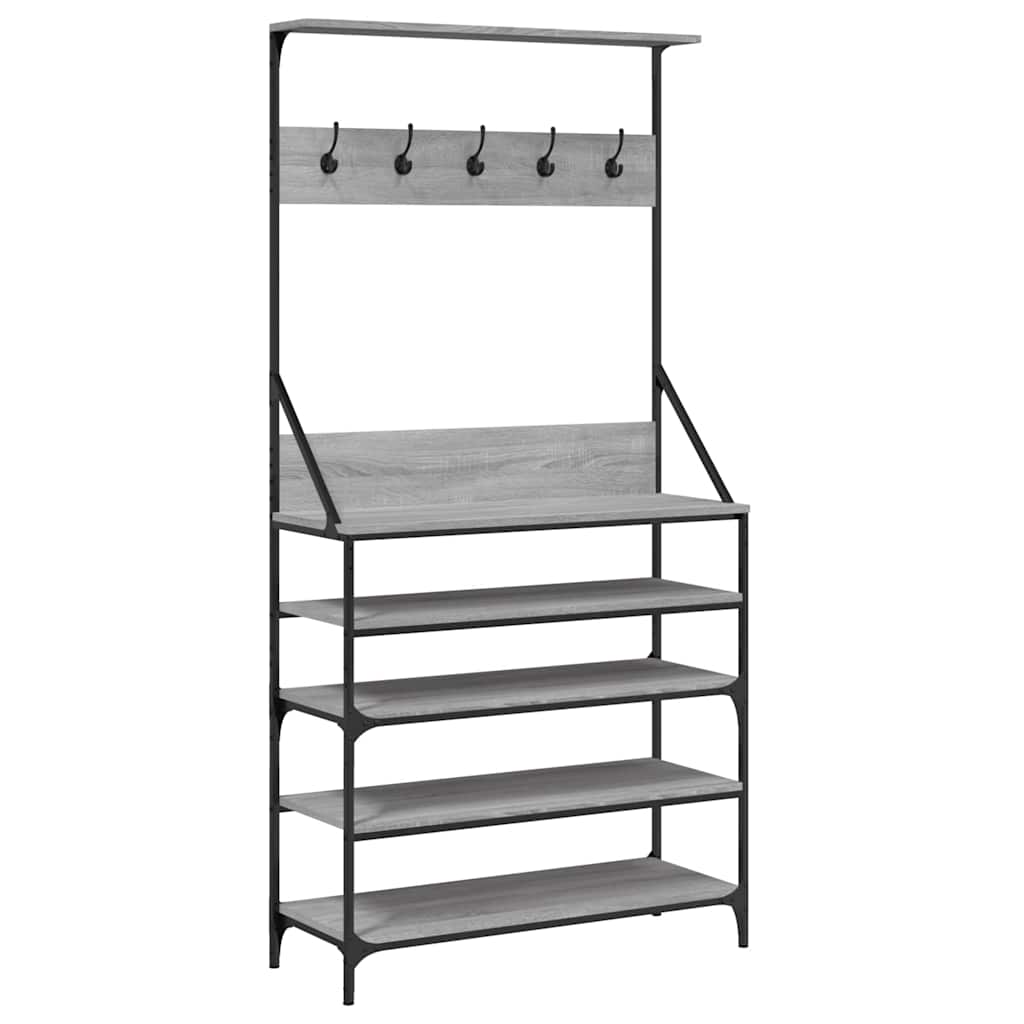 VidaXL portant à vêtements avec étagère à chaussures 90x34x184 cm couleur chêne sonoma gris