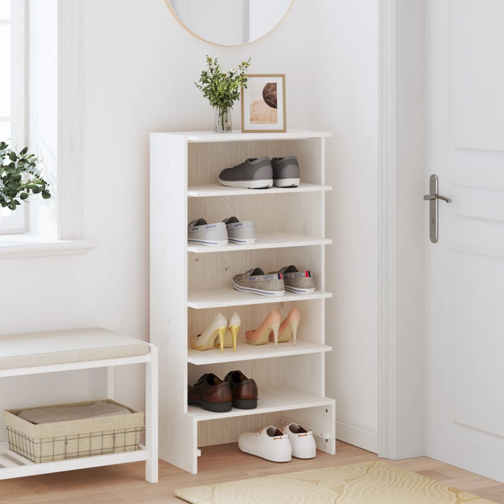 VidaXL Armoire à chaussures 52x30x104 cm bois de pin massif blanc