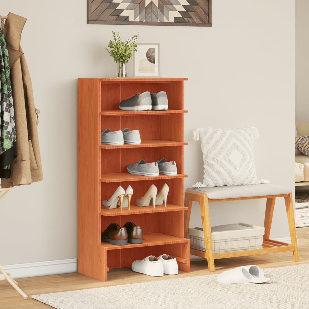 Vidaxx armoire à chaussures 52x30x104 cm bois de pin massif, marron lavé
