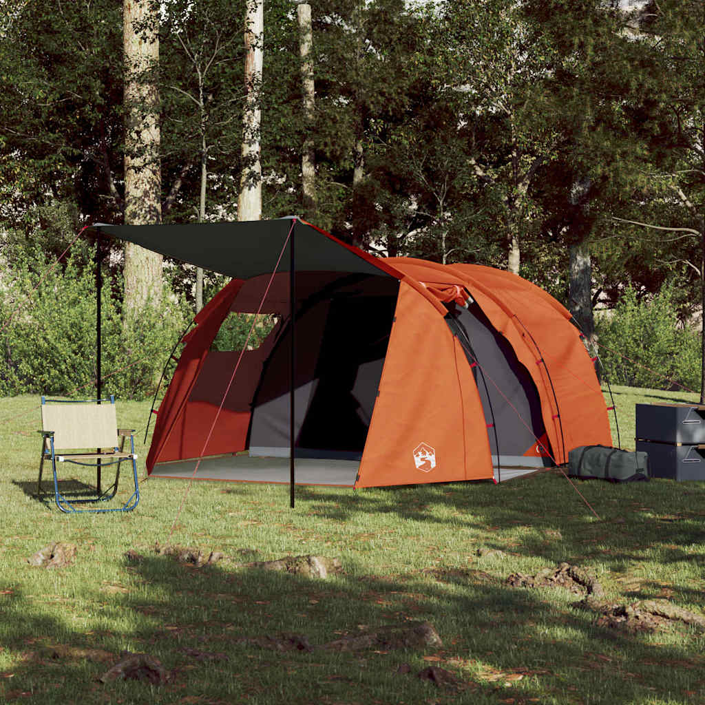 Tente tunnel VidaXL 4 personnes imperméable gris et orange