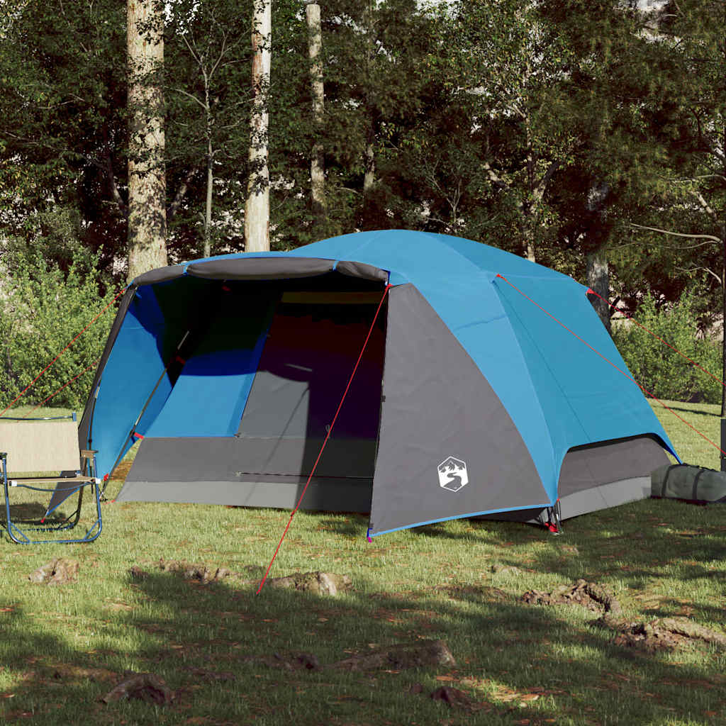 Tente familiale VidaXL avec auvent, 6 personnes, imperméable, bleue