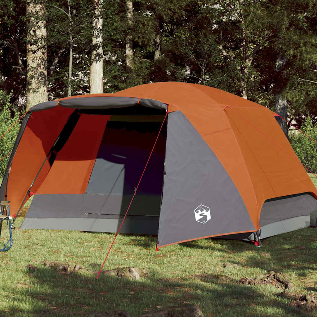 Tente familiale Vidaxx avec auvent 6 personnes imperméable gris et orange