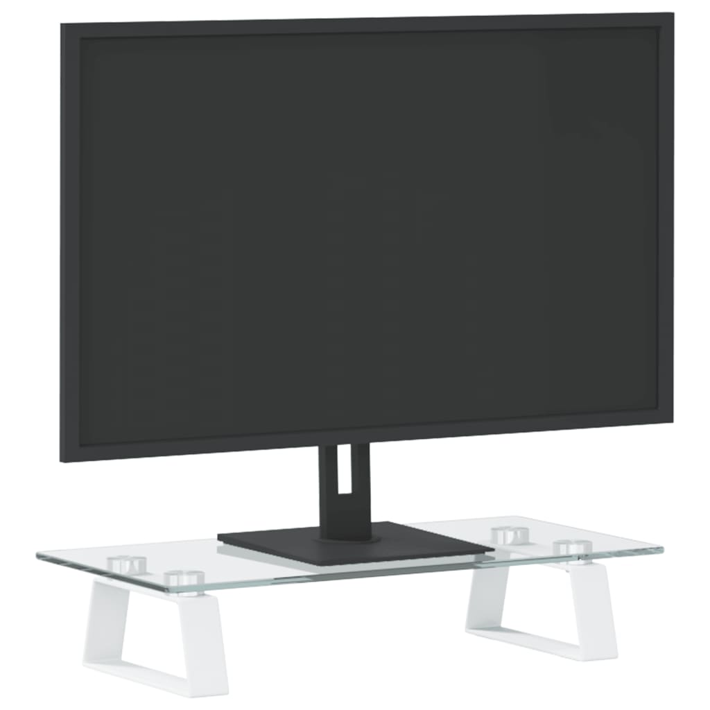 VidaXL support pour moniteur 40x20x8 cm verre trempé et métal blanc