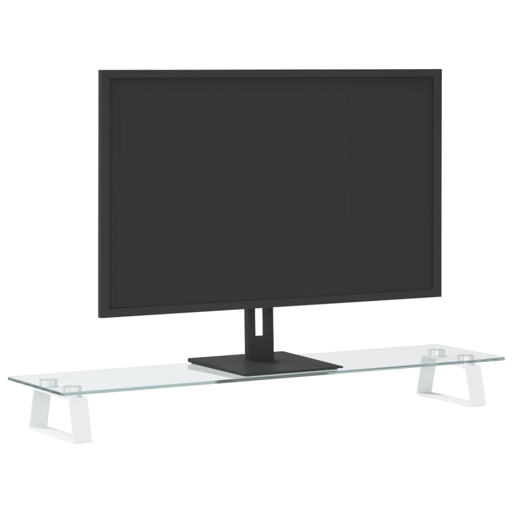 Vidaxxl support pour moniteur 80x20x8 cm verre trempé et métal blanc