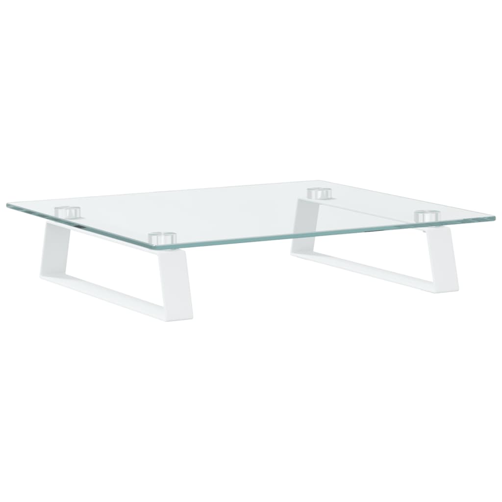 Vidaxxl support pour moniteur 40x35x8 cm verre trempé et métal blanc