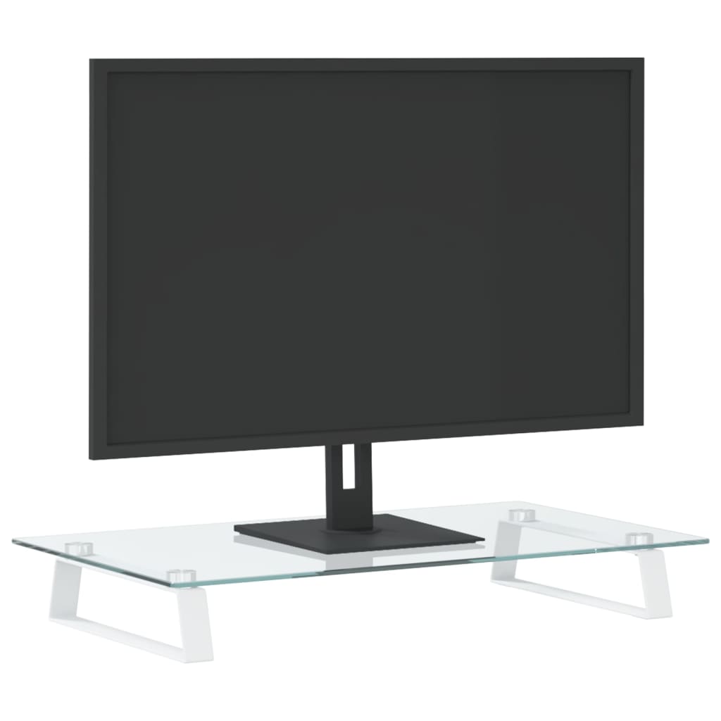 VidaXL support pour moniteur 60x35x8 cm verre trempé et métal blanc