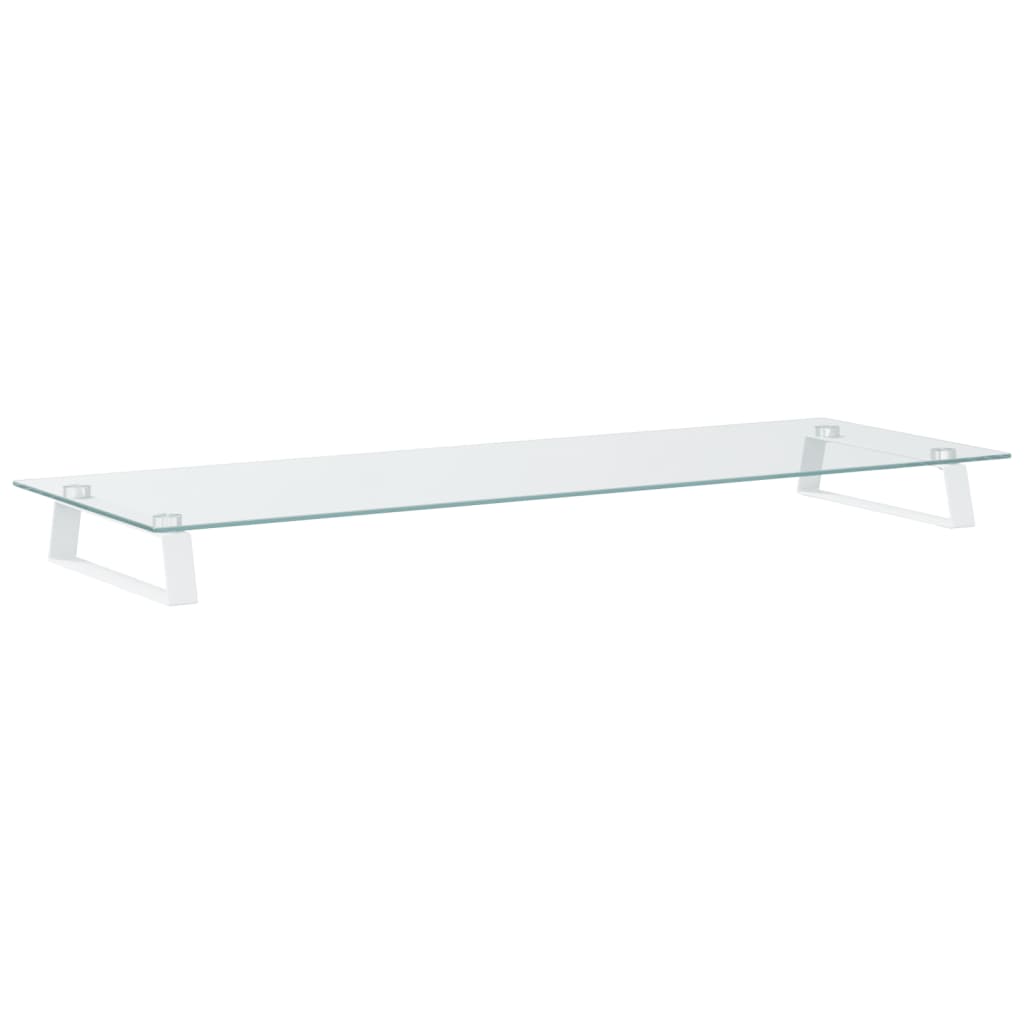 VidaXL support pour moniteur 100x35x8 cm verre trempé et métal blanc