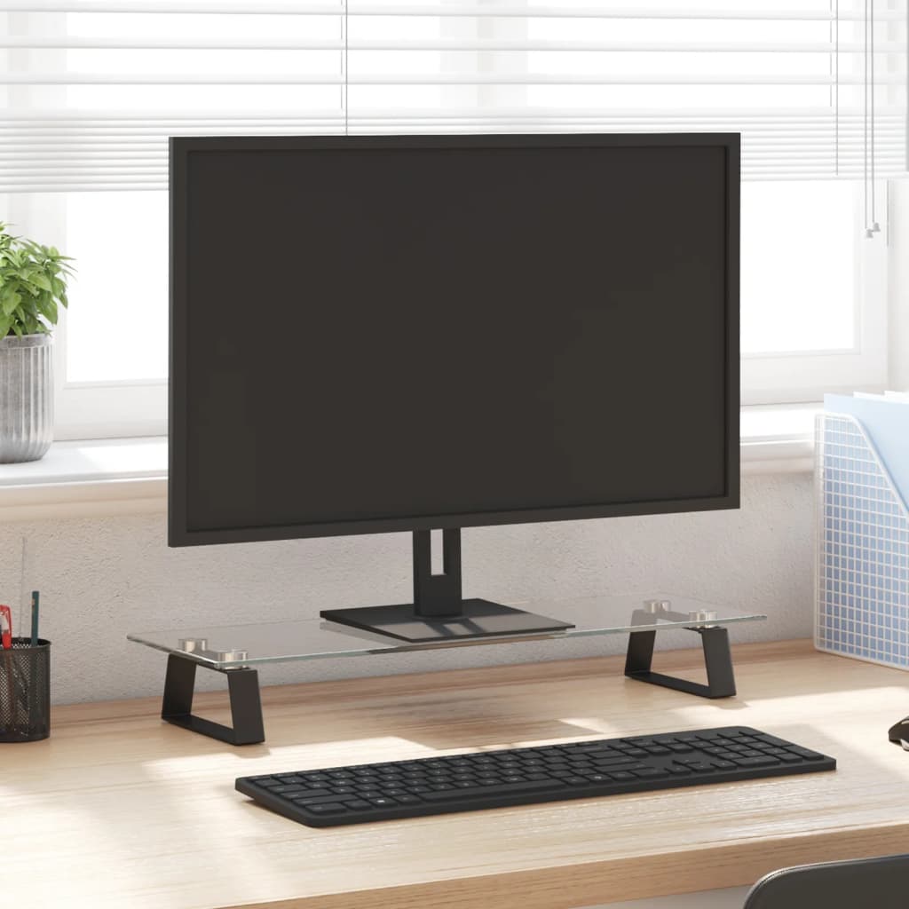 VidaXL support pour moniteur 60x20x8 cm verre trempé et métal noir