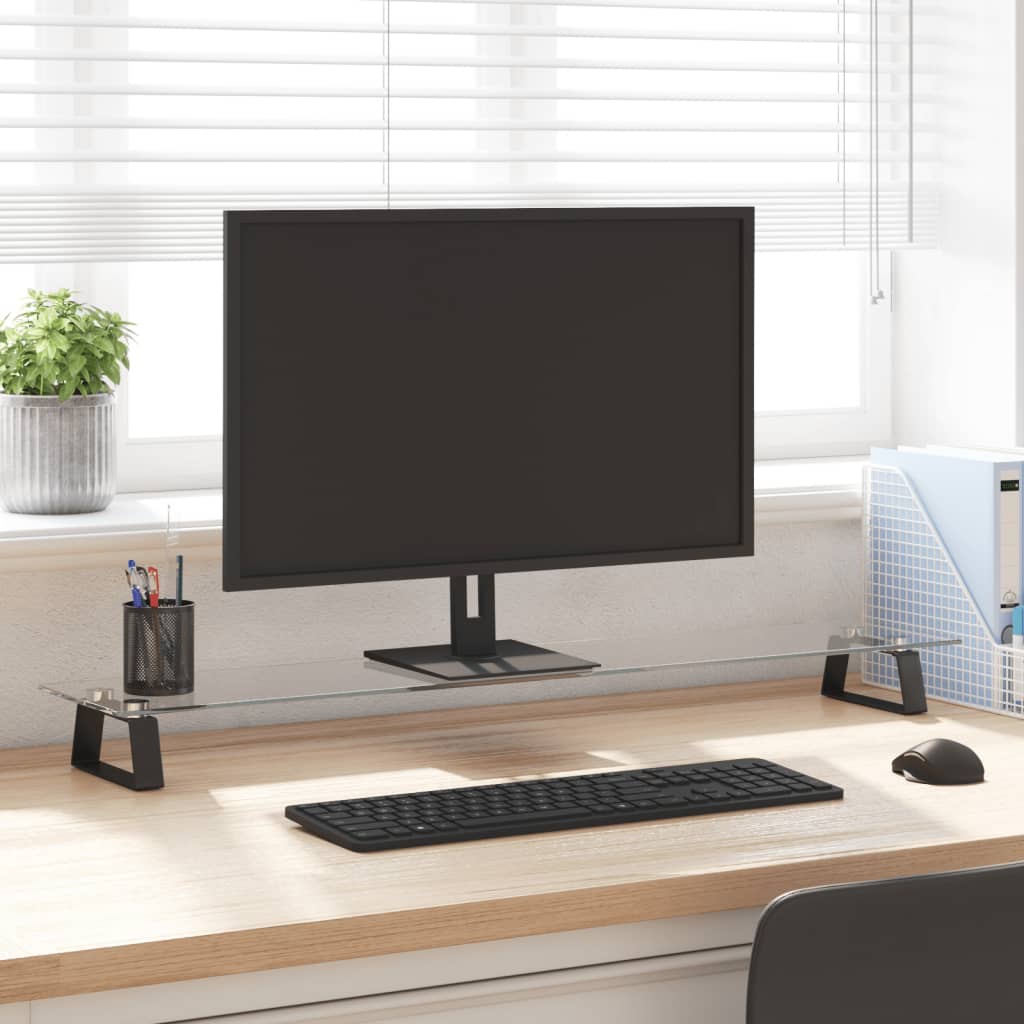 Vidaxx support pour moniteur 100x20x8 cm verre trempé et métal noir
