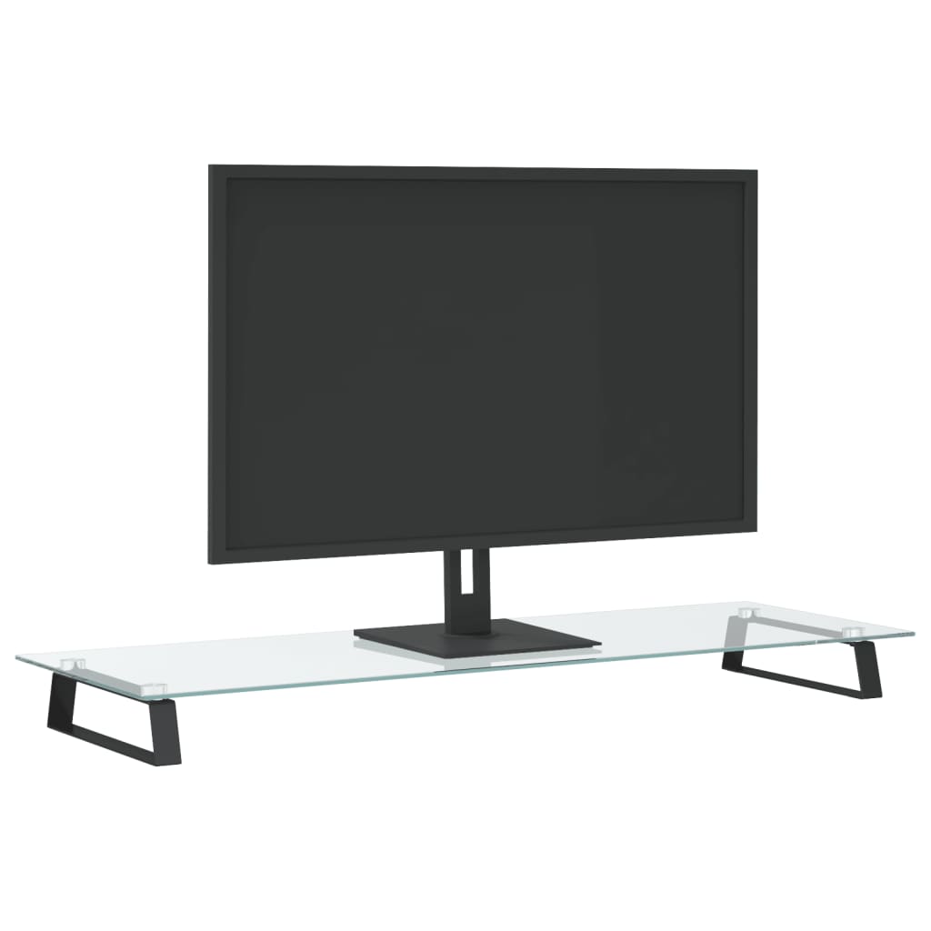 VidaXL support pour moniteur 100x35x8 cm verre trempé et métal noir