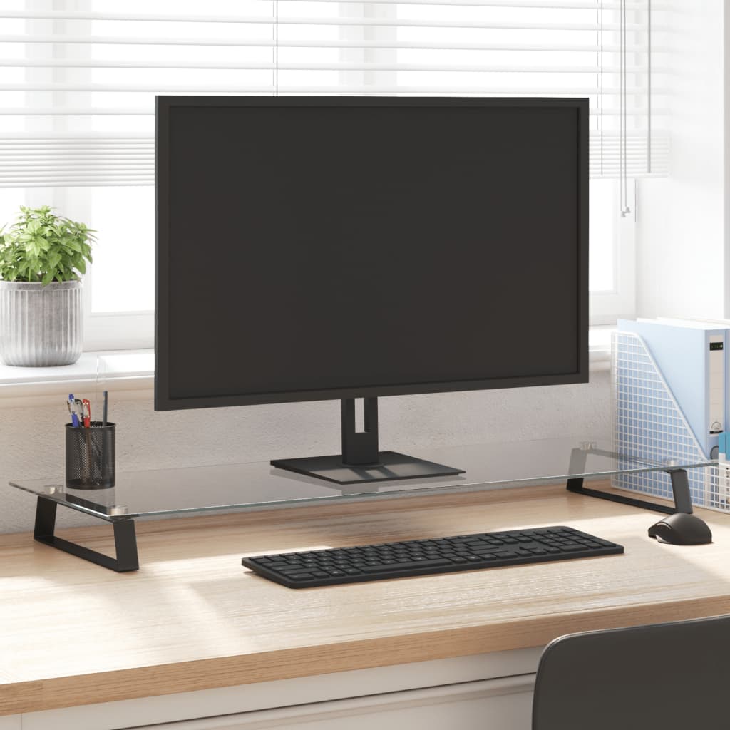 VidaXL support pour moniteur 100x35x8 cm verre trempé et métal noir