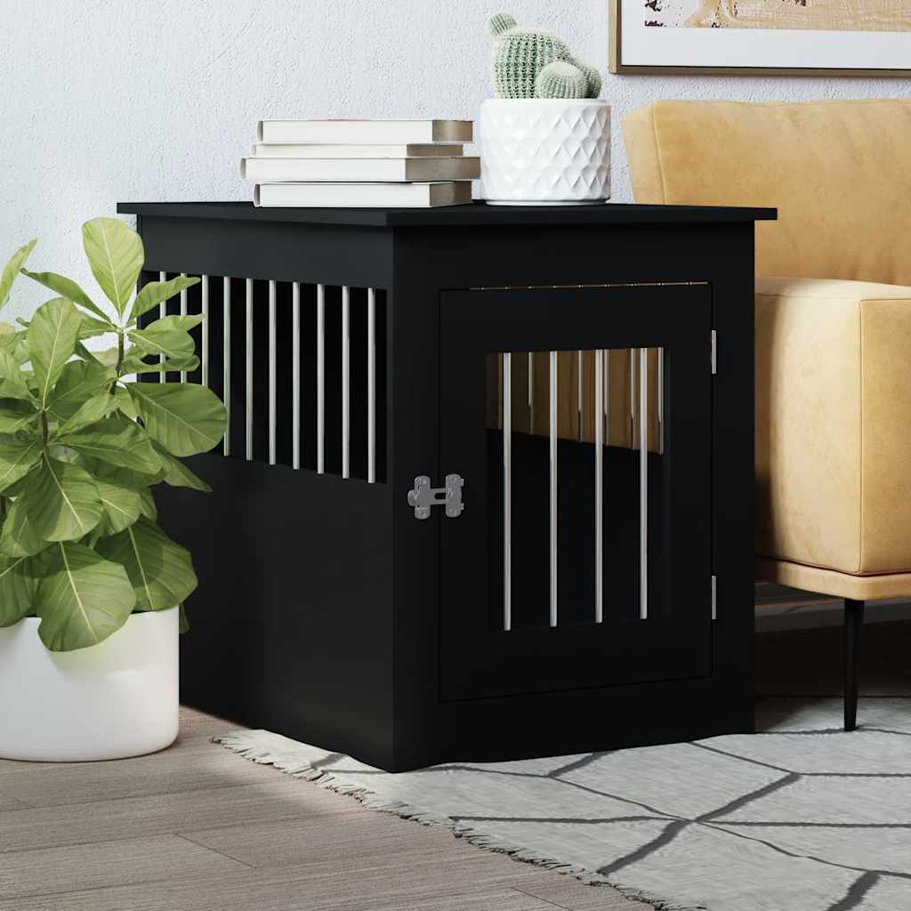 Vidaxxl cage pour chien 55x75x65 cm bois fini noir