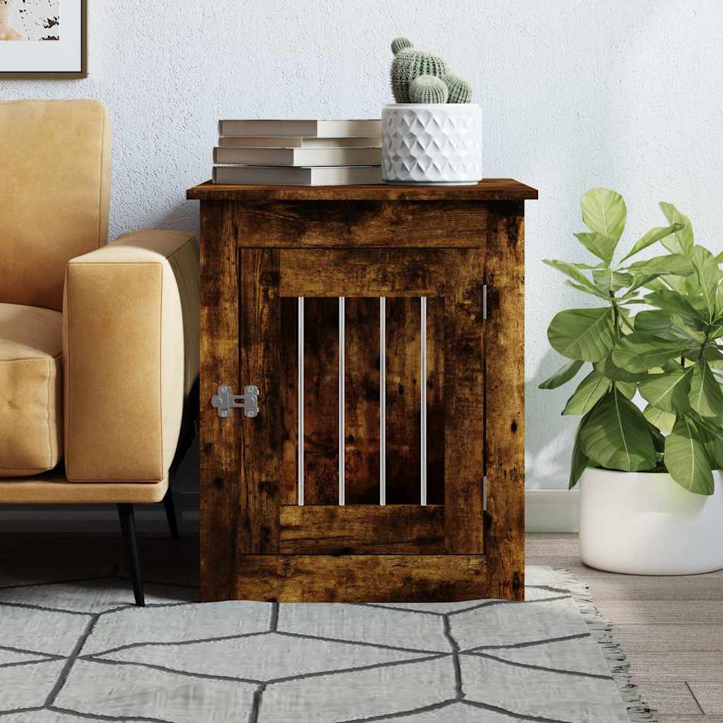 Vidaxxl cage pour chien 55x75x65 cm bois travaillé, chêne fumé