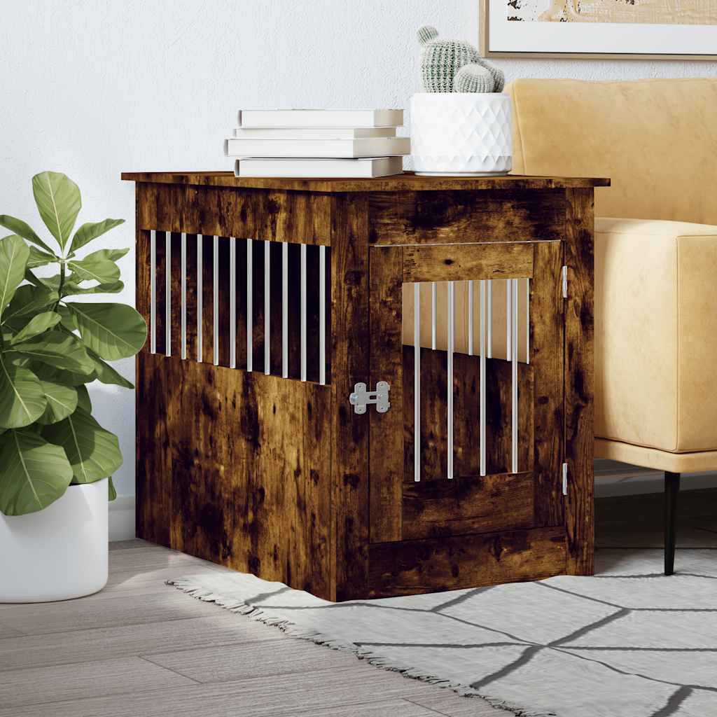 Vidaxxl cage pour chien 55 x 80 x 68 cm bois traité, chêne fumé