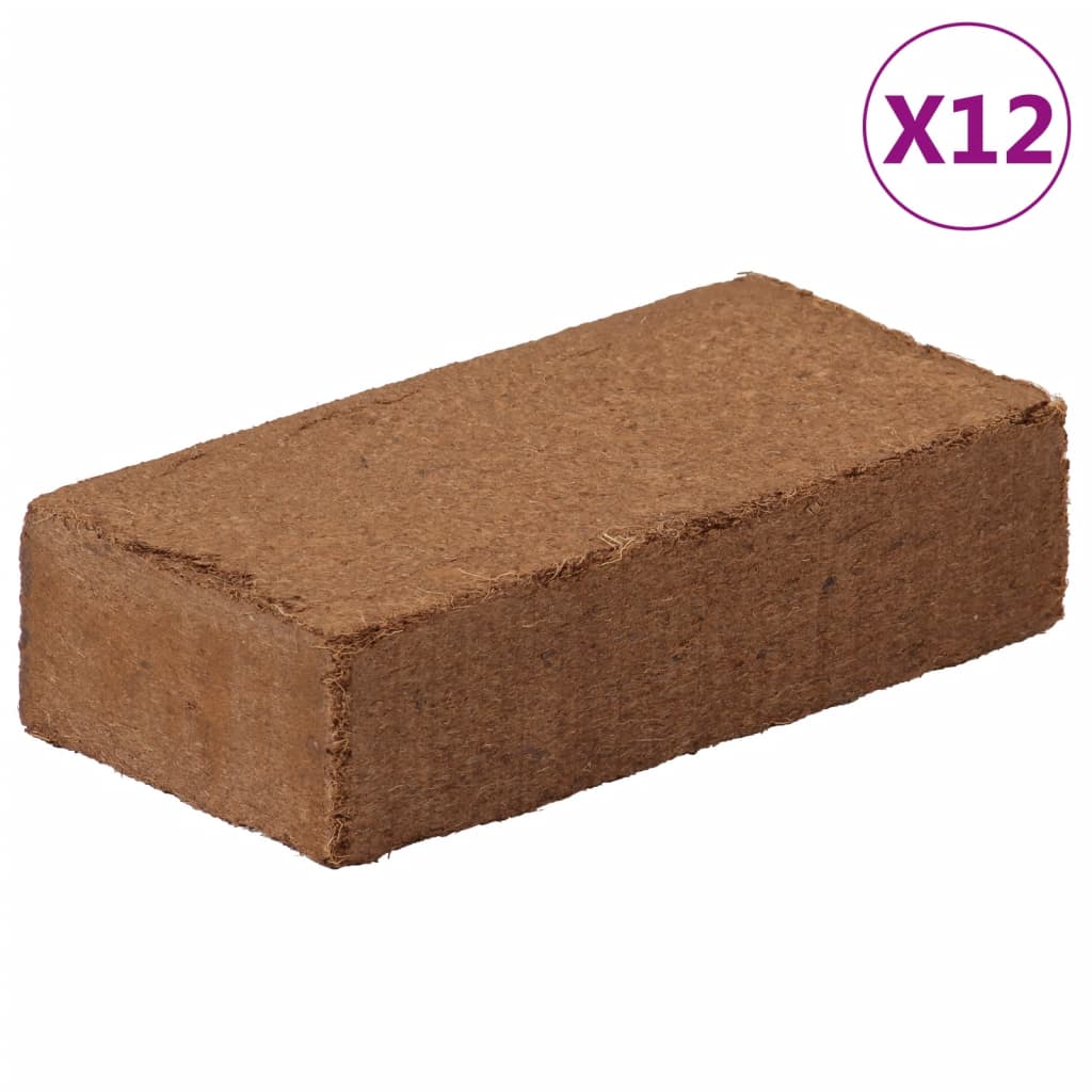 Blocs de fibres de coco VidaXL 12 pcs 650 g chacun 7,8 kg au total