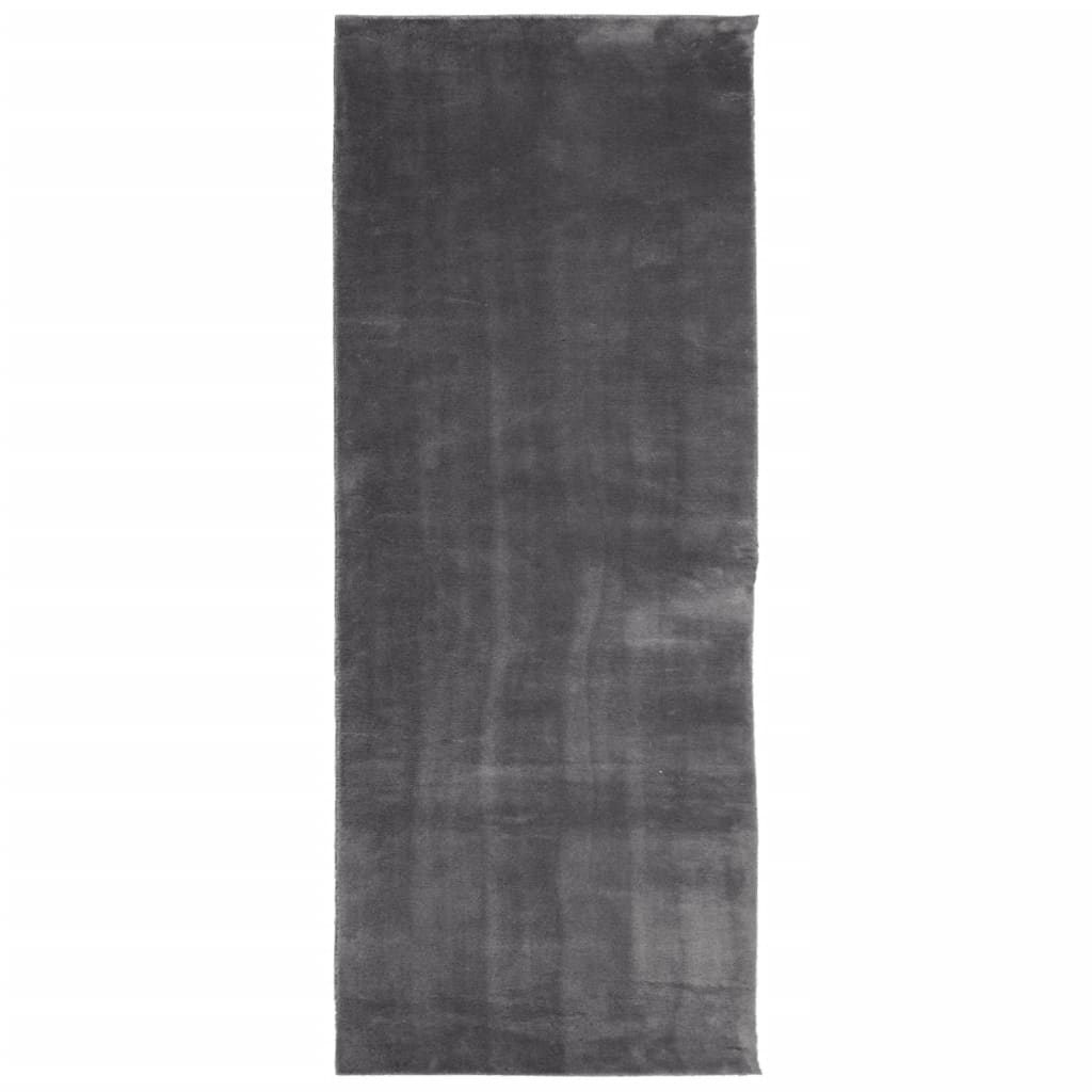 VidaXL tapis huarte poils courts doux lavable 80x200 cm anthracite