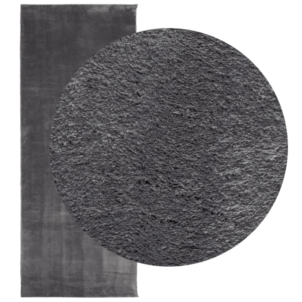 VidaXL tapis huarte poils courts doux lavable 80x200 cm anthracite