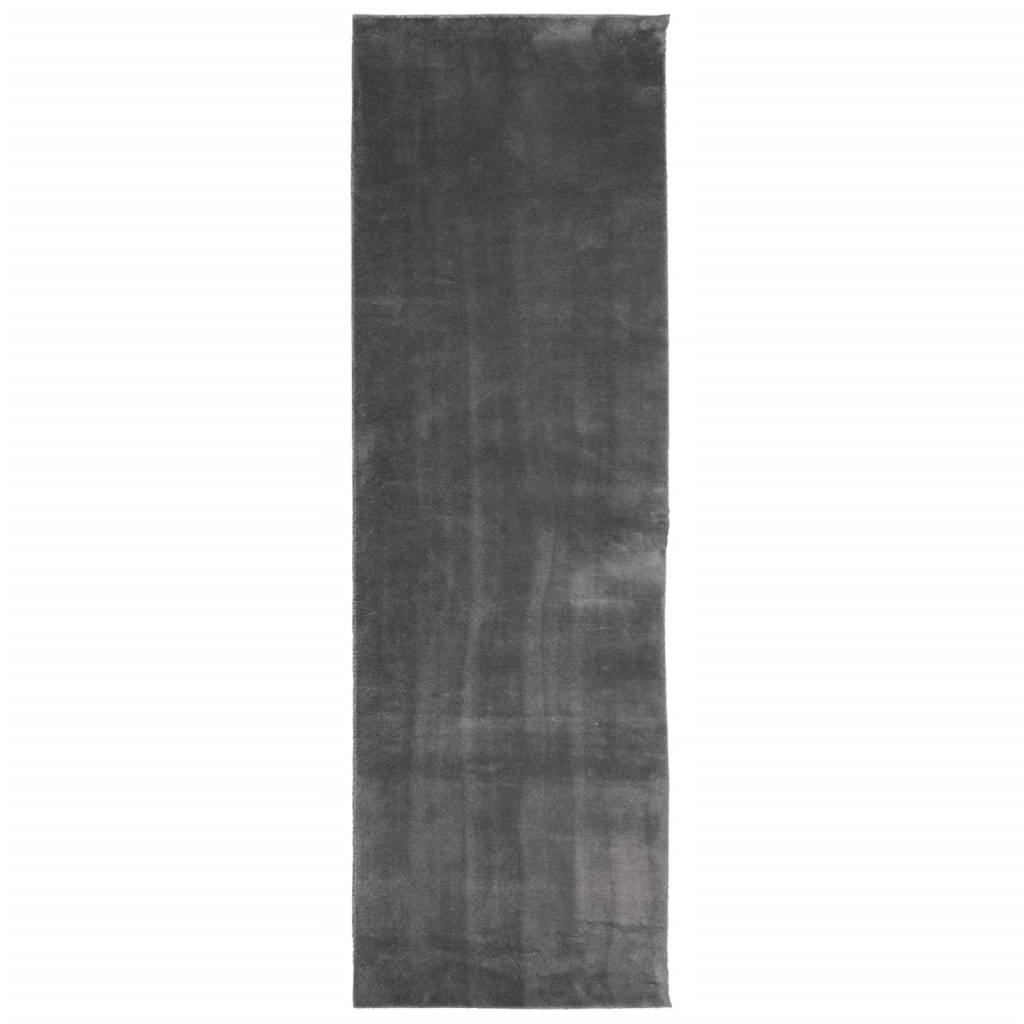 VidaXL tapis huarte poils courts doux lavable 80x250 cm anthracite