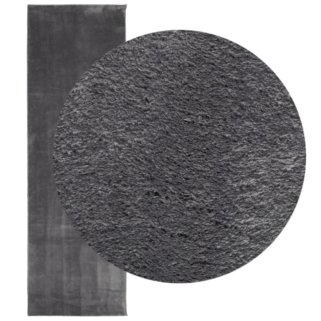 VidaXL tapis huarte poils courts doux lavable 80x250 cm anthracite
