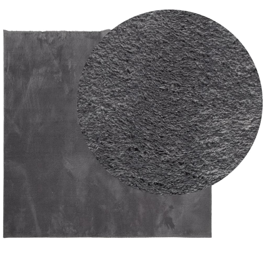 VidaXL tapis huarte poils courts doux lavable 120x120 cm anthracite