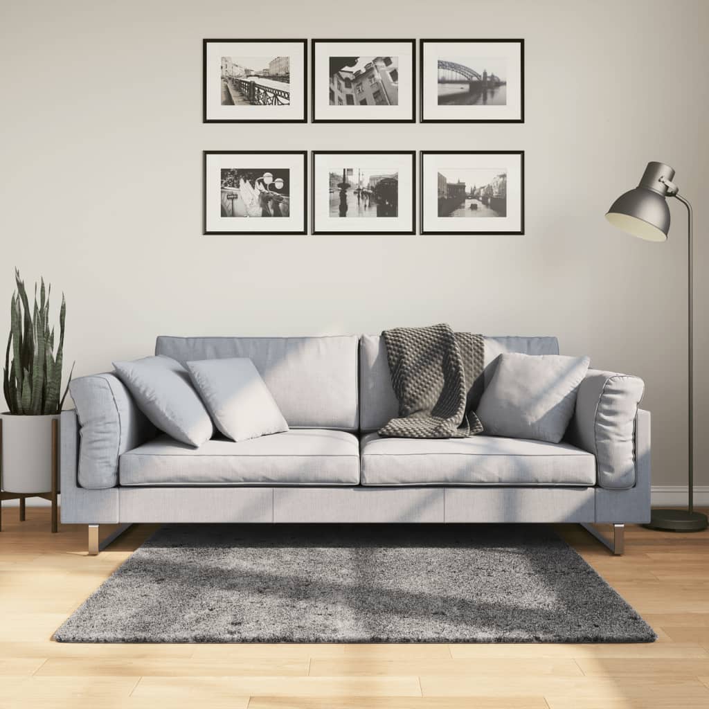 VidaXL tapis huarte poils courts doux lavable 120x120 cm anthracite