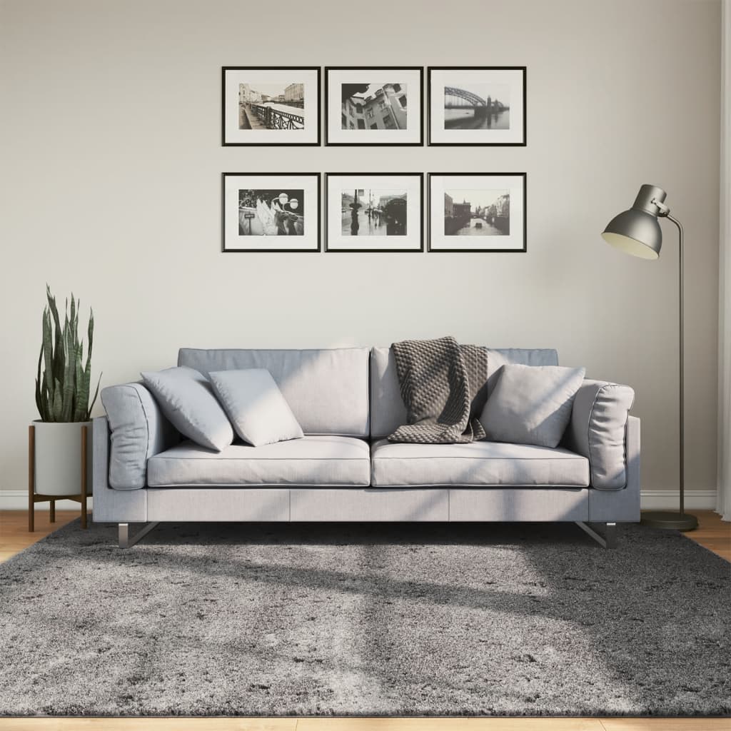VidaXL tapis huarte poils courts doux lavable 200x200 cm anthracite