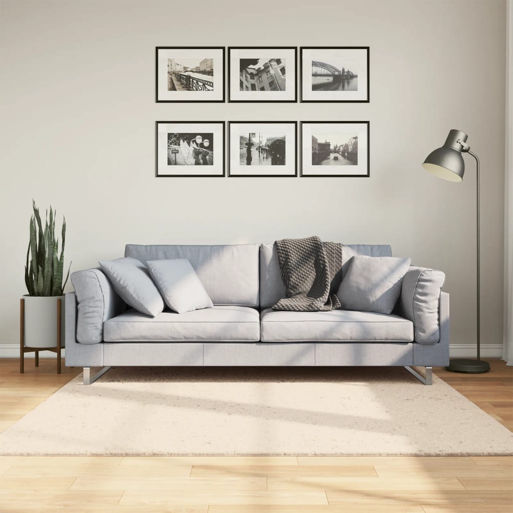 VidaXL tapis huarte poils courts doux lavable 160x160 cm beige