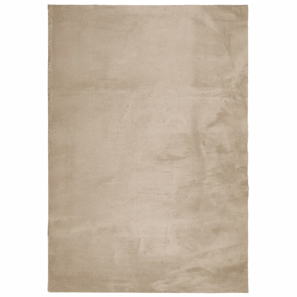 VidaXL tapis huarte poils courts doux lavable 140x200cm couleur sable