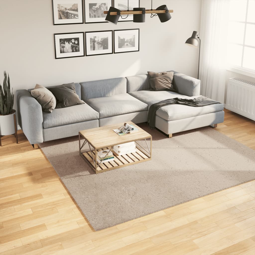 Vidaxx tapis huarte poils courts doux lavable 240x240cm couleur sable