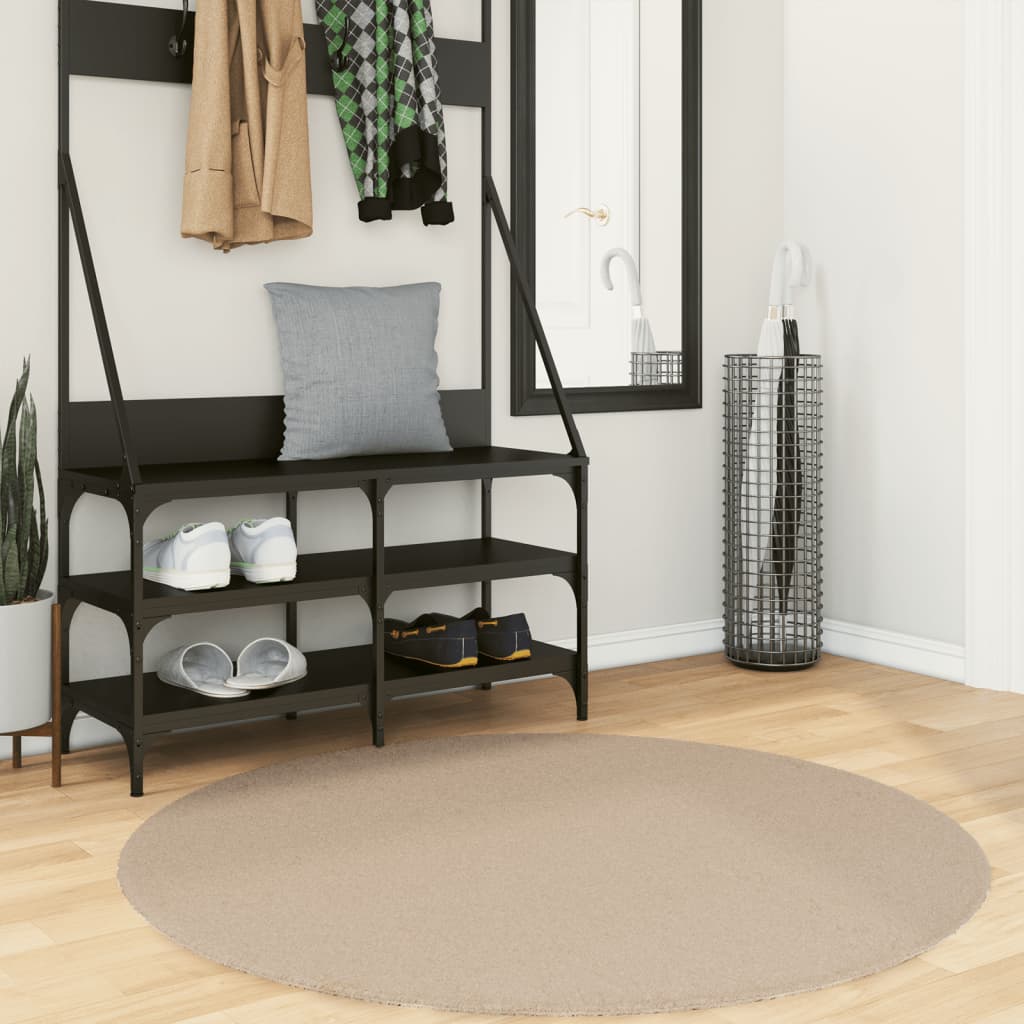 Vidaxl tapis huarte poils courts doux lavable ø 120 cm couleur sable