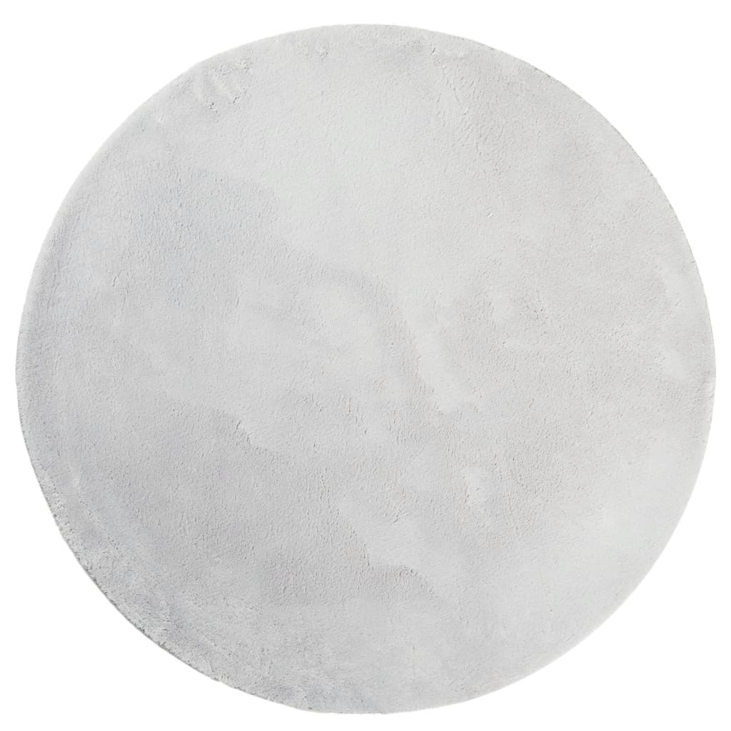 Vidaxl tapis huarte poils courts doux lavable ø 80 cm gris
