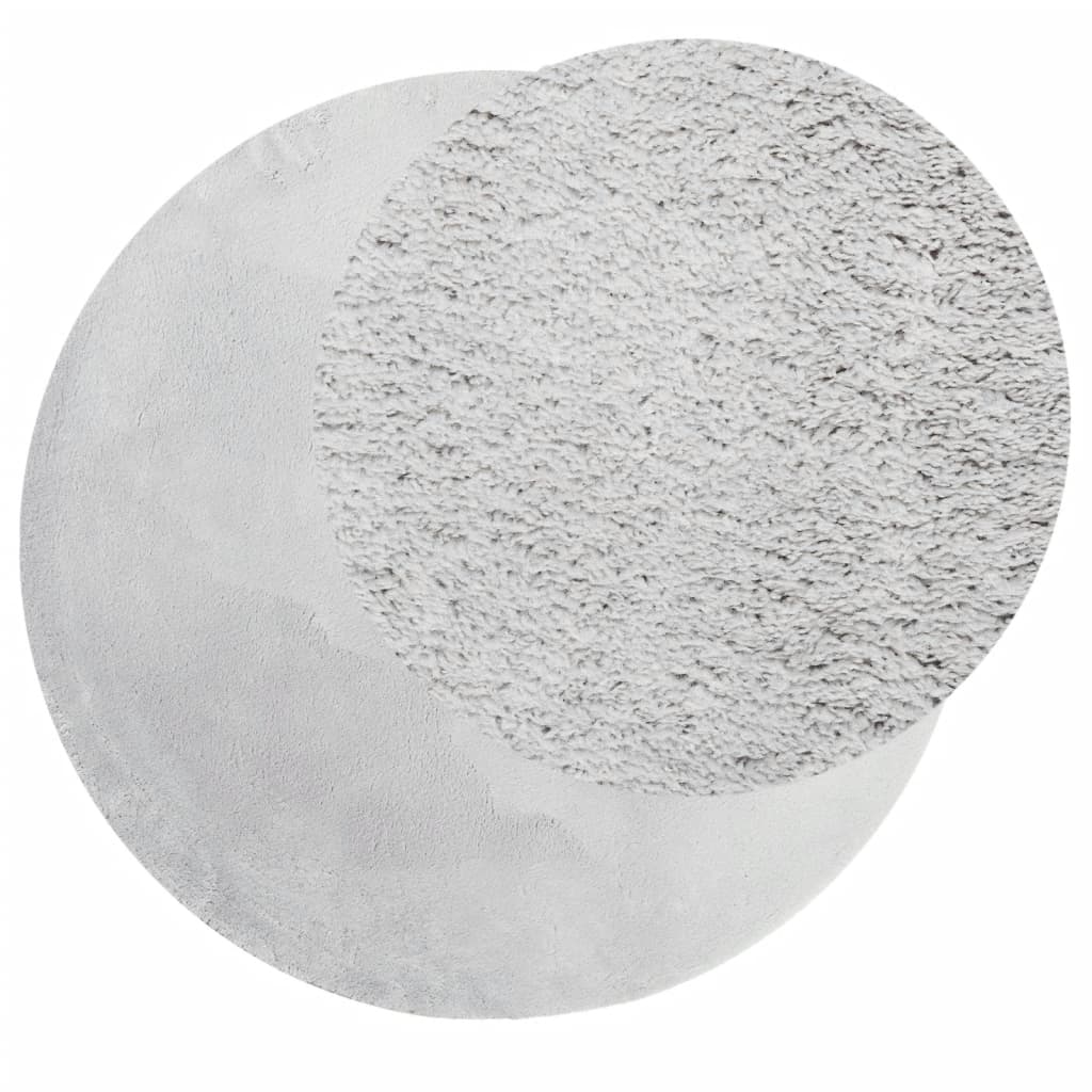Vidaxl tapis huarte poils courts doux lavable ø 80 cm gris